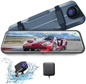 4K UHD 9.66" Mirror Front and Rear Dual Dash Camera Voice Control, Night Vision Touch Screen Waterproof Back Camera, 150 degreesWide Angle Monitoring