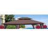 13x10 Ft Patio Double Roof Gazebo Replacement Canopy Top Fabric,Brown