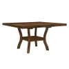 Transitional Brown Finish Dining Table with Lower Display Shelf and Extension Leaf Mindy Veneer Wood Dining Room Furniture