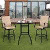 Wrought Iron Glass High Bar Table Patio Bar Table Black