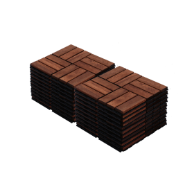 Acacia Wood Interlocking Deck Tiles Checker Pattern, 20 PCS 12" x 12" Square Acacia Hardwood Outdoor Flooring for Patio, Bancony, Pool Side,...