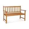 2-Person Patio Acacia Wood Bench with Backrest and Armrests