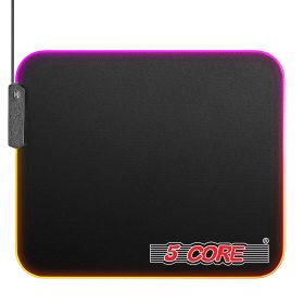 5 CORE Large RGB Gaming Mouse Pad Non-Slip Rubber Base, Waterproof 11.8 x 9.8 Inch LED Desk Mouse Mat Glowing 12 Modes Durable Stitched Edges, Great f