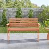 Patio Solid Wood Bench Wood 2-Seat Chair with Breathable Slatted Seat & Inclined Backrest