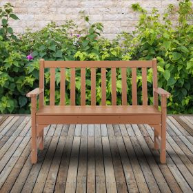 49in Vertical Backrest Teak Color HDPE Bench