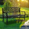 50" Iron&PVC Outdoor Courtyard Decoration Park Leisure Bench