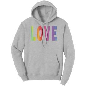 Graphic Hoodie Sweatshirt, Love Rainbow Print Hooded Shirt