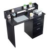 FCH 110*50*95cm Particleboard Paste Triamine Desktop Storage Layer Three Drawers Computer Desk Black Wood Grain