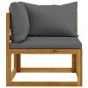 2-seater Patio Bench with Dark Gray Cushions