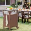 Outdoor Grilling Table with Storage,Stainless Steel Countertop Kitchen Island Cart with Storage Cabinet,Outdoor Grill Table for BBQ,Patio Cabinet with