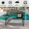 40.5" Outdoor Cast Aluminum Bench With Mesh Backrest Seat Surface