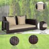 49in Brown Gradient Rattan Beige Cushion Rattan Swing Chair(Swing frames not included)