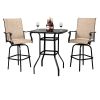 Wrought Iron Glass High Bar Table Patio Bar Table Black