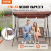 VEVOR 3-Seat Patio Swing Chair, Outdoor Patio Swing with Adjustable Canopy, Porch Swing with Armrests, Teslin Fabric and Alloy Steel Frame, for Balcon