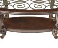 Coffee Table with Glass Table Top and Powder Coat Finish Metal Legs Dark Browr