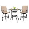 Wrought Iron Glass High Bar Table Patio Bar Table Black