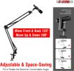 5 Core Microphone Arm Stand, Upgraded Adjustable Suspension Boom Scissor Arm Mic Stand 42 inch with Pop Filter, 3/8" to 5/8" Adapter, Mic Clip Shock M