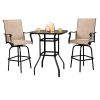 Wrought Iron Glass High Bar Table Patio Bar Table Black