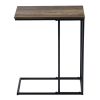 FCH 48*28*58cm C Type Single Layer MDF Iron Rectangle Brown Triamine Side Table Black Spray