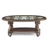 Coffee Table with Glass Table Top and Powder Coat Finish Metal Legs Dark Browr