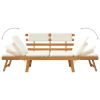 Patio Bench with Cushions 2-in-1 74.8" Solid Acacia Wood