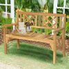 Patio Foldable Bench with Curved Backrest and Armrest