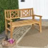 Patio Foldable Bench with Curved Backrest and Armrest