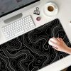 Large Gaming Mouse Pad Black Topographic Contour Mouse Pad with Stitched Edges & Nonslip Rubber Base Extended XL Long Mousepad Big Desk Mat for Compan