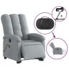 Electric Stand up Massage Recliner Chair Light Gray Fabric