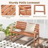 Patio Solid Wood Bench Wood 2-Seat Chair with Breathable Slatted Seat & Inclined Backrest