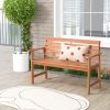 Patio Solid Wood Bench Wood 2-Seat Chair with Breathable Slatted Seat & Inclined Backrest