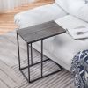 FCH 48*28*58cm C Type Single Layer MDF Iron Rectangle Grey Triamine Side Table Black Spray