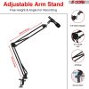 5 Core Microphone Arm Stand, Upgraded Adjustable Suspension Boom Scissor Arm Mic Stand 42 inch with Pop Filter, 3/8" to 5/8" Adapter, Mic Clip Shock M