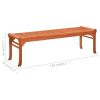 3-Seater Patio Bench 59.1" Solid Eucalyptus Wood