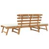 Patio Bench with Cushions 2-in-1 74.8" Solid Acacia Wood