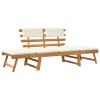 Patio Bench with Cushions 2-in-1 74.8" Solid Acacia Wood