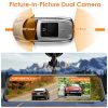 4K Car DVR 12in Dash Cam Camcorder Camera Recorder with 170° Angle Loop Recording Motion Detection Night Vision Voice Control APP Control G-sensor