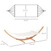 Outsunny Outdoor Hammock with Stand, Extra Large Heavy Duty Wooden Frame, No Tree Needed, 12.8' Indoor Outside Boho Style Nap Bed, Natural Cotton, Whi