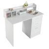 FCH 110*50*95cm Particleboard Paste Triamine Desktop Storage Layer Three Drawers Computer Desk White Wood Grain