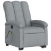 Electric Stand up Massage Recliner Chair Light Gray Fabric