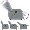 Electric Stand up Massage Recliner Chair Light Gray Fabric