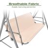 Bosonshop 3 Person Outdoor Porch Patio Swing Chair with Stand and Waterproof Canopy All Weather Resistant Swing Bench;  Beige