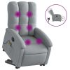 Electric Stand up Massage Recliner Chair Light Gray Fabric