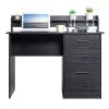 FCH 110*50*95cm Particleboard Paste Triamine Desktop Storage Layer Three Drawers Computer Desk Black Wood Grain