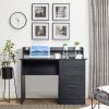 FCH 110*50*95cm Particleboard Paste Triamine Desktop Storage Layer Three Drawers Computer Desk Black Wood Grain