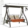 Patio Porch Swing 2 Person Adjustable Canopy Deluxe Hammock Swing Glider with Solar LED Light and 2 Sunbrella Cushions for Outdoor Garden, Balcony, Ba