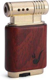 Pipe Lighter Soft Flame Refillable Gas Wooden Case Fire Starter Cigarette Candle Lighter For Men Women Gift (Option: A)