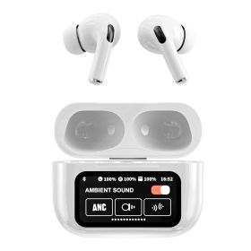 Wireless Earbuds Bluetooth 5.3 - ENC Noise Cancelling In-Ear Earbuds With Wireless Charging Case LED Display Deep Bass Earphones Headset With Built-in (Color: White)