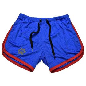 Men Gym Fitness Shorts Bodybuilding sports Jogging shorts Male 2022 Summer Cool Breathable Mesh casual men Shorts Sweatpants (Color: Dark blue red, size: L)