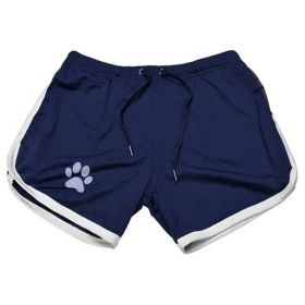 Men Gym Fitness Shorts Bodybuilding sports Jogging shorts Male 2022 Summer Cool Breathable Mesh casual men Shorts Sweatpants (Color: Navy blue white, size: L)